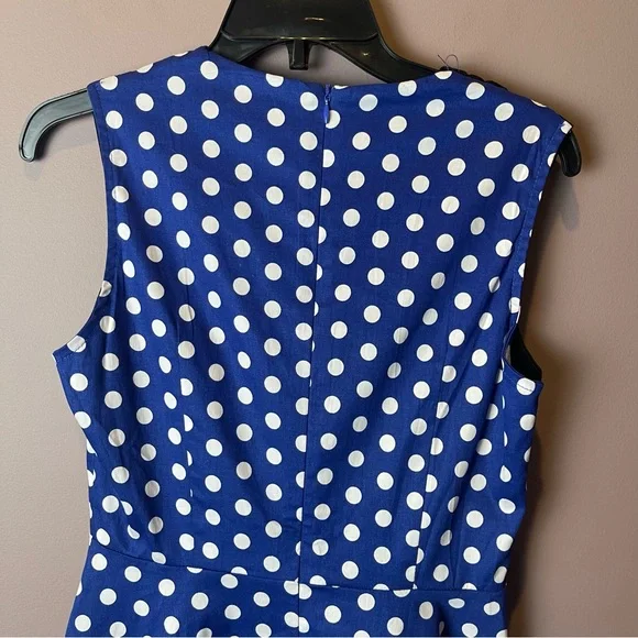 Killreal Blue White Polka Dot Swing Dress - Small - Picture 8 of 13